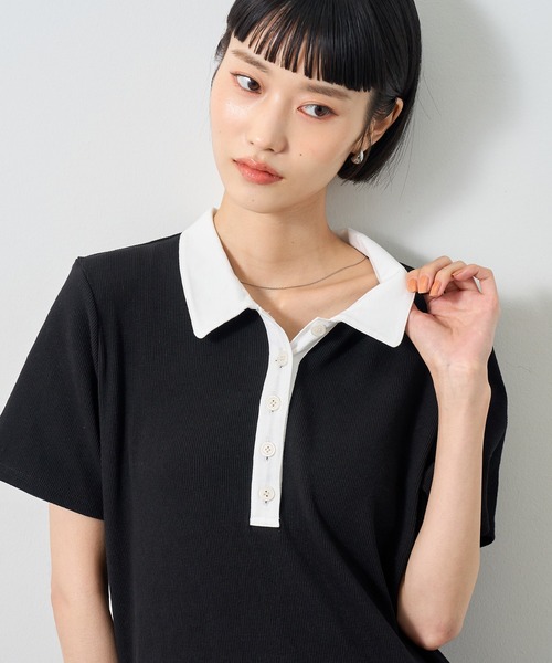 NOGLE（ノグル）の「【NOGLE/ノグル】ポロロングワンピース/ポケット付き（ワンピース・レディース・ネイビー×ホワイト/ブラック×ブラック/ブラック×ホワイト・S/M）」の19枚目の写真