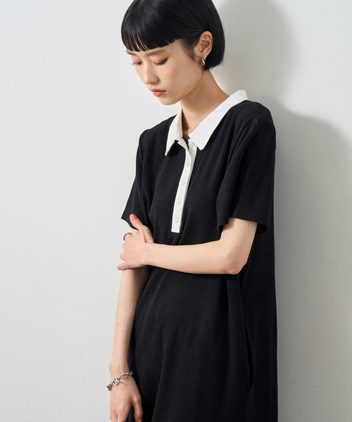 NOGLE（ノグル）の「【NOGLE/ノグル】ポロロングワンピース/ポケット付き（ワンピース・レディース・ネイビー×ホワイト/ブラック×ブラック/ブラック×ホワイト・S/M）」の18枚目の写真