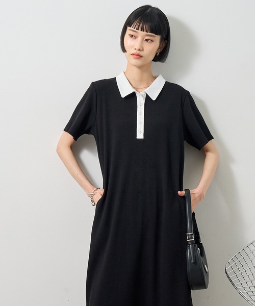 NOGLE（ノグル）の「【NOGLE/ノグル】ポロロングワンピース/ポケット付き（ワンピース・レディース・ネイビー×ホワイト/ブラック×ブラック/ブラック×ホワイト・S/M）」の16枚目の写真