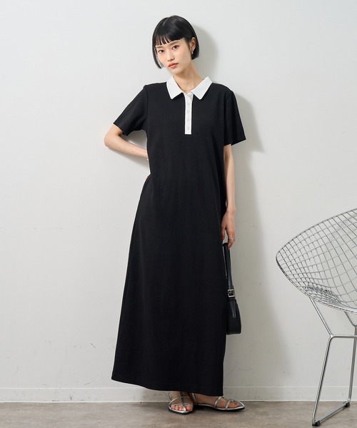 NOGLE（ノグル）の「【NOGLE/ノグル】ポロロングワンピース/ポケット付き（ワンピース・レディース・ネイビー×ホワイト/ブラック×ブラック/ブラック×ホワイト・S/M）」の20枚目の写真