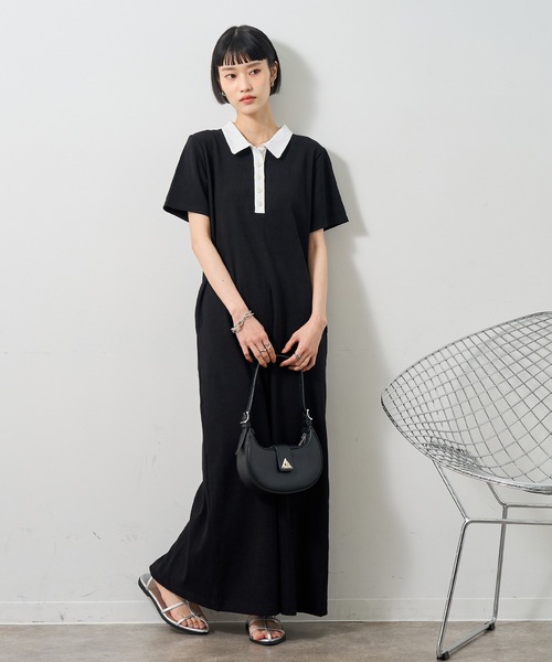 NOGLE（ノグル）の「【NOGLE/ノグル】ポロロングワンピース/ポケット付き（ワンピース・レディース・ネイビー×ホワイト/ブラック×ブラック/ブラック×ホワイト・S/M）」の17枚目の写真