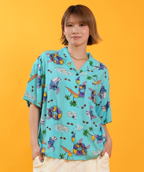 ANTIBAL（アンティバル）の「ANTIBAL/アンティバル レディース 半袖 シャツ 総柄 スティッチコラボ 263AN2SH090（シャツ/ブラウス・レディース・ブルー/ホワイト・FREE）」の10枚目の写真