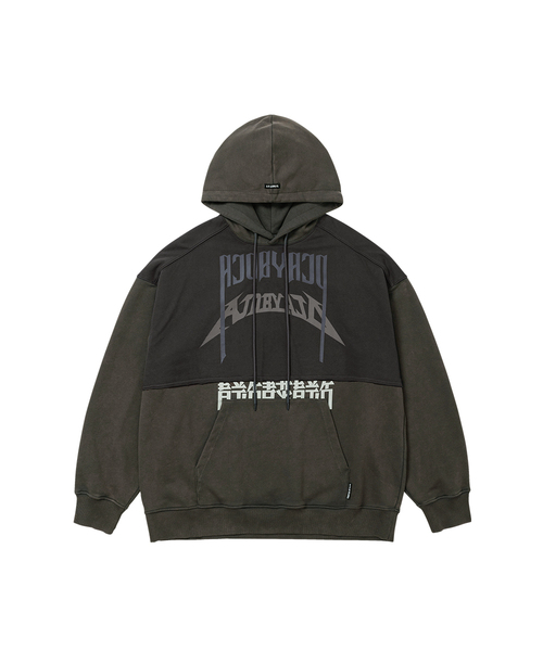 [PBA] Arch Logo Washed Layered Hoodie [CHARCOAL] — слоёная худи с выцветшим логотипом, антрацит