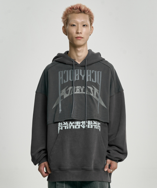 AJOBYAJO（アジョバイアジョ）の「[PBA] Arch Logo Washed Layered Hoodie [CHARCOAL]（パーカー・メンズ・その他・LARGE/X-LARGE）」の6枚目の写真