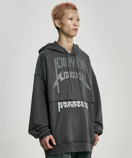 AJOBYAJO（アジョバイアジョ）の「[PBA] Arch Logo Washed Layered Hoodie [CHARCOAL]（パーカー・メンズ・その他・LARGE/X-LARGE）」の7枚目の写真