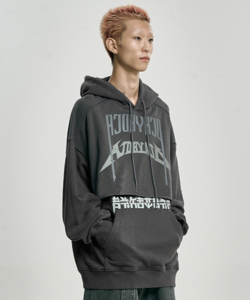 AJOBYAJO（アジョバイアジョ）の「[PBA] Arch Logo Washed Layered Hoodie [CHARCOAL]（パーカー・メンズ・その他・LARGE/X-LARGE）」の8枚目の写真