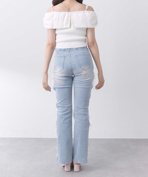OLIVE des OLIVE(オリーブデオリーブ)の「【Belle Charme】Side Lace-up Flare Denim(デニムパンツ・レディース・グレー/サックスブルー/ブラック・SMALL/MEDIUM/LARGE)」の8枚目の写真