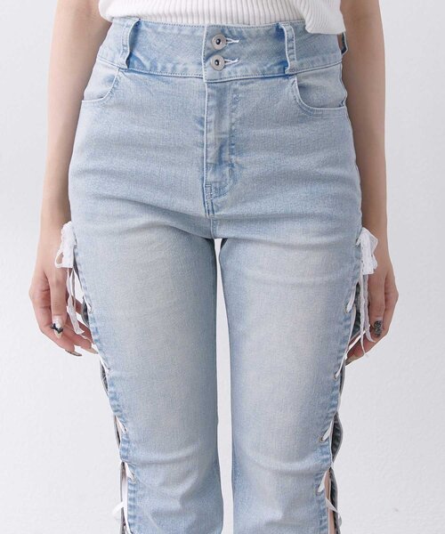 OLIVE des OLIVE(オリーブデオリーブ)の「【Belle Charme】Side Lace-up Flare Denim(デニムパンツ・レディース・グレー/サックスブルー/ブラック・SMALL/MEDIUM/LARGE)」の15枚目の写真