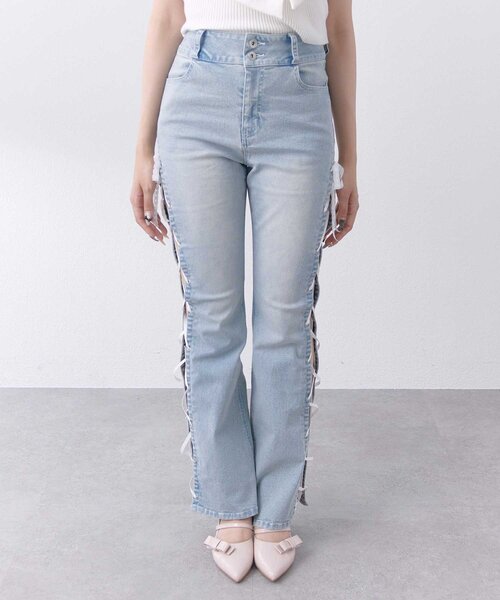 OLIVE des OLIVE(オリーブデオリーブ)の「【Belle Charme】Side Lace-up Flare Denim(デニムパンツ・レディース・グレー/サックスブルー/ブラック・SMALL/MEDIUM/LARGE)」の16枚目の写真