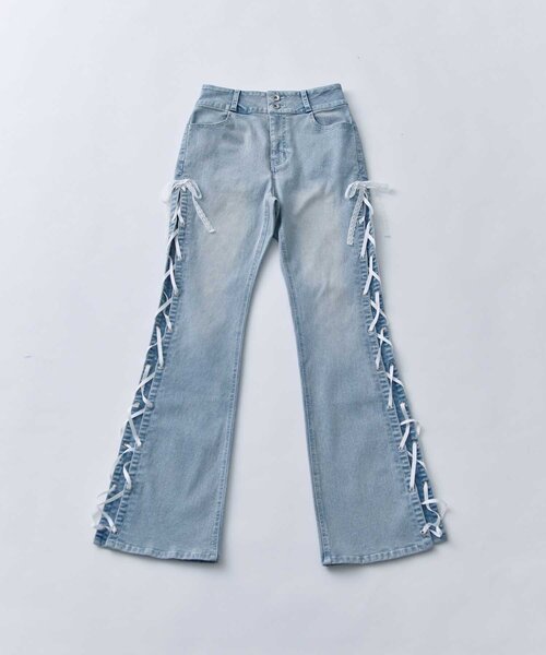 OLIVE des OLIVE(オリーブデオリーブ)の「【Belle Charme】Side Lace-up Flare Denim(デニムパンツ・レディース・グレー/サックスブルー/ブラック・SMALL/MEDIUM/LARGE)」の17枚目の写真