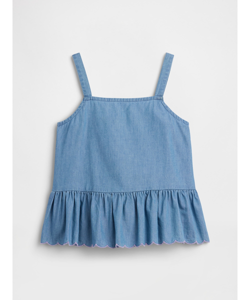 GAP(ギャップ)の「ペプラム タンクトップ (キッズ)(キャミソール・キッズ・ブルー・110cm/120cm/130cm/140cm/150cm/160cm)」の1枚目の写真