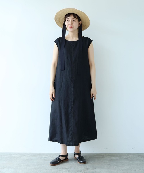 yuni(ユニ )の「40/1 Linen one-piece(ワンピース・レディース・ブラック/キナリ・FREE)」の5枚目の写真