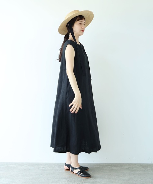 yuni(ユニ )の「40/1 Linen one-piece(ワンピース・レディース・ブラック/キナリ・FREE)」の8枚目の写真