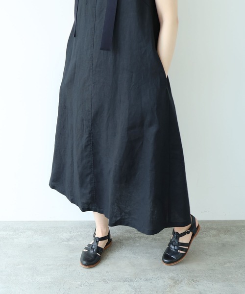 yuni(ユニ )の「40/1 Linen one-piece(ワンピース・レディース・ブラック/キナリ・FREE)」の10枚目の写真