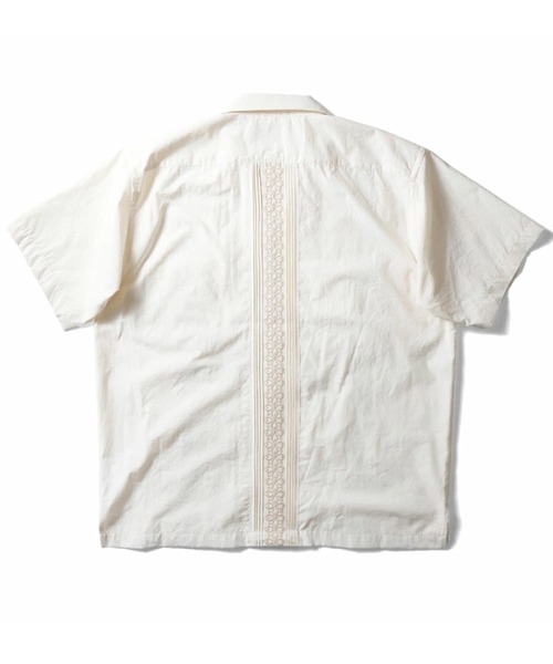 HOUSTON（ヒューストン）の「HOUSTON ヒューストン BOTANICAL EMB CUBA SHIRT ボタニカル 刺繍 キューバシャツ 半袖 オープンカラー 開襟シャツ（シャツ/ブラウス・メンズ・ブラック/ブルー/オフホワイト・XL/L/M）」の6枚目の写真