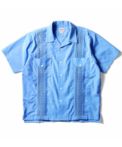 HOUSTON（ヒューストン）の「HOUSTON ヒューストン BOTANICAL EMB CUBA SHIRT ボタニカル 刺繍 キューバシャツ 半袖 オープンカラー 開襟シャツ（シャツ/ブラウス・メンズ・ブラック/ブルー/オフホワイト・XL/L/M）」の9枚目の写真