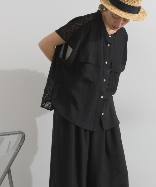 le colis（ルコリ）の「レース切り替えワークシャツ（Tシャツ/カットソー・レディース・オフホワイト/ブラック・FREE）」の14枚目の写真