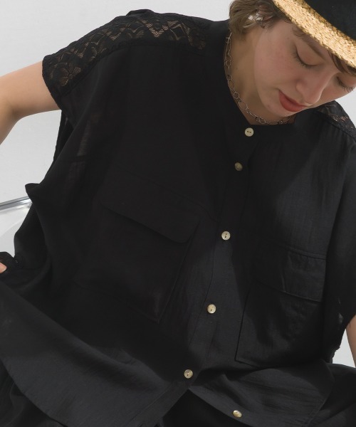 le colis（ルコリ）の「レース切り替えワークシャツ（Tシャツ/カットソー・レディース・オフホワイト/ブラック・FREE）」の15枚目の写真