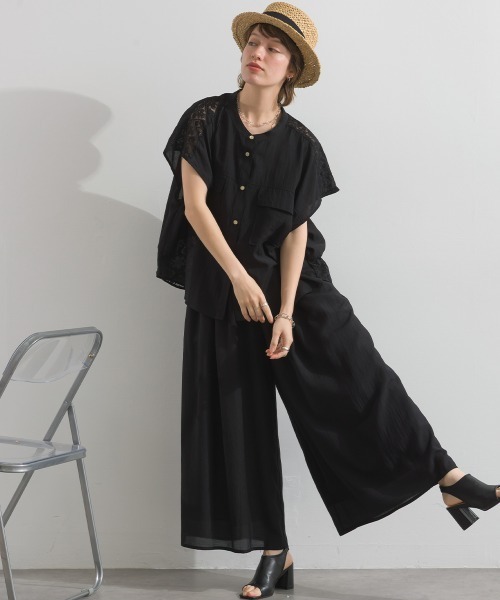 le colis（ルコリ）の「レース切り替えワークシャツ（Tシャツ/カットソー・レディース・オフホワイト/ブラック・FREE）」の16枚目の写真
