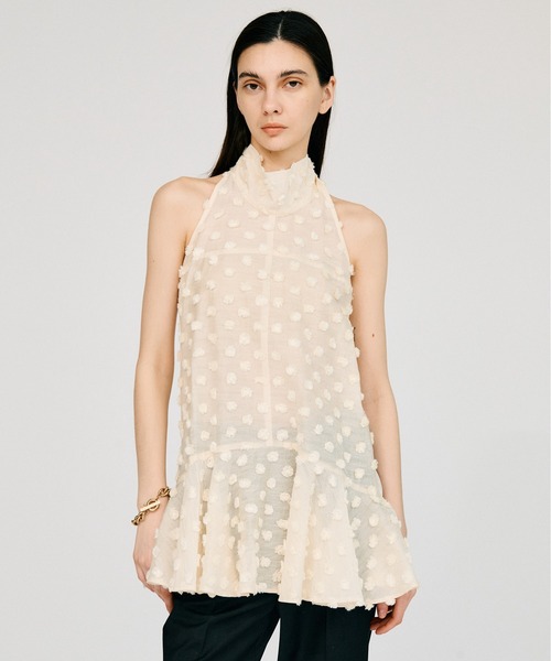 PRANK PROJECT(プランクプロジェクト)の「ドットジャガードハイネックチュニック / Dot Jacquard High-Neck Tunic(チュニック・レディース・ホワイト/ブラック・FREE)」の1枚目の写真