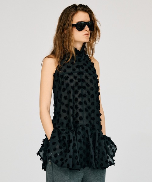 PRANK PROJECT(プランクプロジェクト)の「ドットジャガードハイネックチュニック / Dot Jacquard High-Neck Tunic(チュニック・レディース・ホワイト/ブラック・FREE)」の12枚目の写真