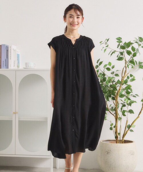 ITS'DEMO(イッツデモ)の「【接触冷感】スラブ前開きワンピース(ワンピース・レディース・ブラック/グリーン/ブルー系その他・00)」の1枚目の写真