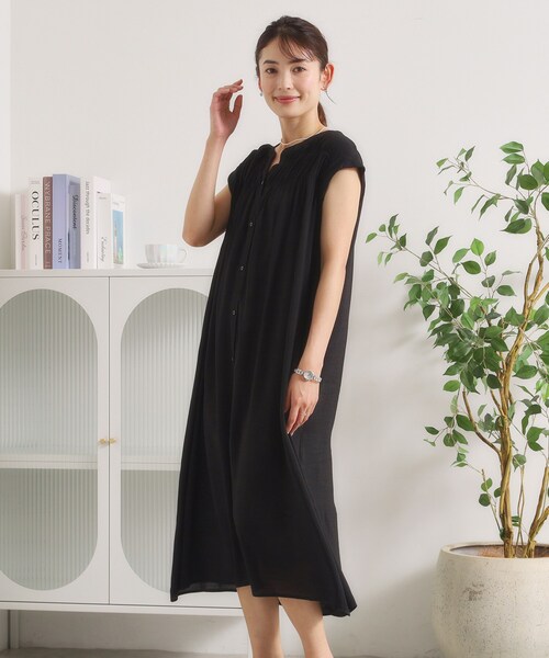 ITS'DEMO(イッツデモ)の「【接触冷感】スラブ前開きワンピース(ワンピース・レディース・ブラック/グリーン/ブルー系その他・00)」の4枚目の写真