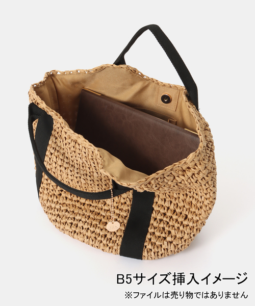 B.C STOCK（ベーセーストック）の「T.S.L/ティーエスエル バルーンシルエットペーパートートバッグ（トートバッグ・レディース・チャコールグレー/ベージュ/アイボリー・FREE）」の8枚目の写真