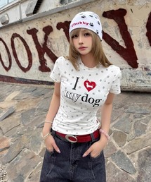 I LOVE MY DOG ハートプリントTシャツ