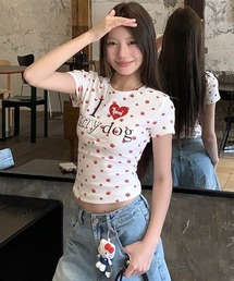 I LOVE MY DOG ハートプリントTシャツ