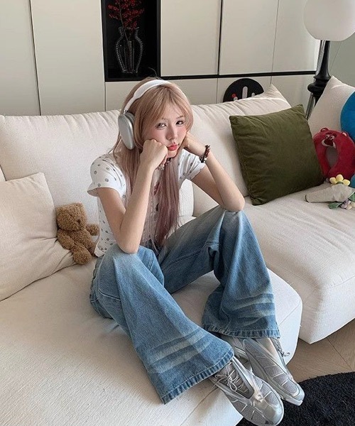 Ressaca(レサーカ)の「I LOVE MY DOG ハートプリントTシャツ(Tシャツ/カットソー・レディース・レッド/グレー・M)」の5枚目の写真