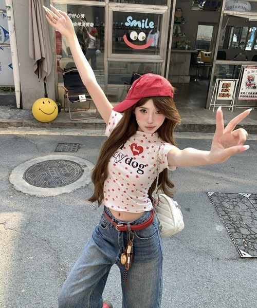 Ressaca(レサーカ)の「I LOVE MY DOG ハートプリントTシャツ(Tシャツ/カットソー・レディース・レッド/グレー・M)」の22枚目の写真