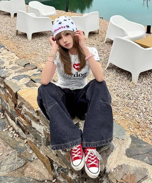 Ressaca(レサーカ)の「I LOVE MY DOG ハートプリントTシャツ(Tシャツ/カットソー・レディース・レッド/グレー・M)」の16枚目の写真
