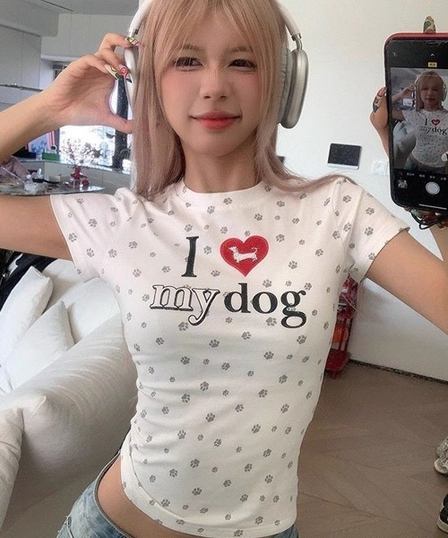 Ressaca(レサーカ)の「I LOVE MY DOG ハートプリントTシャツ(Tシャツ/カットソー・レディース・レッド/グレー・M)」の19枚目の写真
