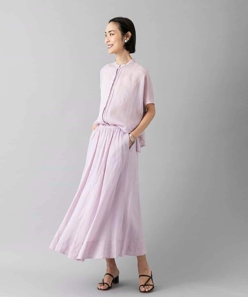MICHEL KLEIN（ミッシェル・クラン）の「[セットアップ対応]リネンフレアスカート（スカート・レディース・ブラウン/ライラック/グレー/クリーム・40/38）」の6枚目の写真