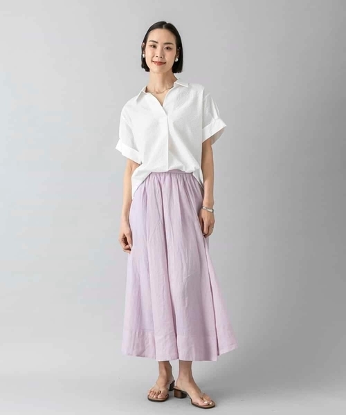 MICHEL KLEIN（ミッシェル・クラン）の「[セットアップ対応]リネンフレアスカート（スカート・レディース・ブラウン/ライラック/グレー/クリーム・40/38）」の10枚目の写真