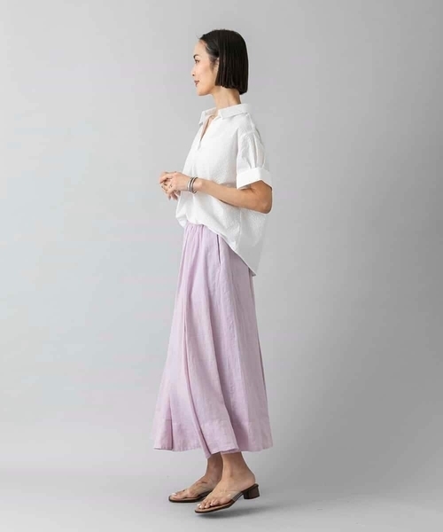 MICHEL KLEIN（ミッシェル・クラン）の「[セットアップ対応]リネンフレアスカート（スカート・レディース・ブラウン/ライラック/グレー/クリーム・40/38）」の11枚目の写真