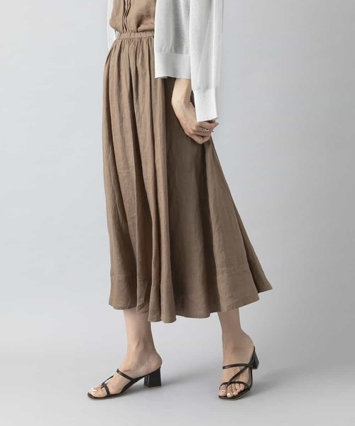 MICHEL KLEIN（ミッシェル・クラン）の「[セットアップ対応]リネンフレアスカート（スカート・レディース・ブラウン/ライラック/グレー/クリーム・40/38）」の13枚目の写真