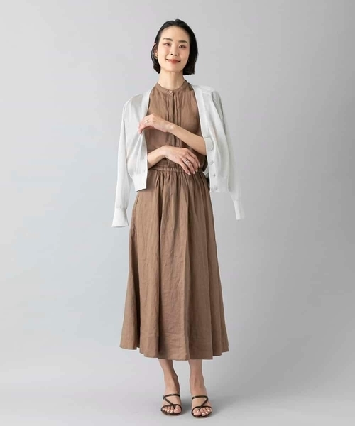 MICHEL KLEIN（ミッシェル・クラン）の「[セットアップ対応]リネンフレアスカート（スカート・レディース・ブラウン/ライラック/グレー/クリーム・40/38）」の14枚目の写真