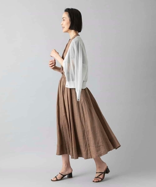 MICHEL KLEIN（ミッシェル・クラン）の「[セットアップ対応]リネンフレアスカート（スカート・レディース・ブラウン/ライラック/グレー/クリーム・40/38）」の16枚目の写真
