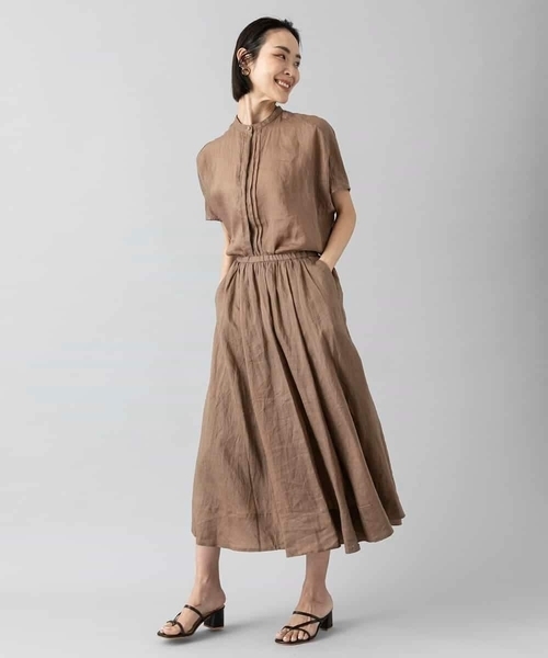 MICHEL KLEIN（ミッシェル・クラン）の「[セットアップ対応]リネンフレアスカート（スカート・レディース・ブラウン/ライラック/グレー/クリーム・40/38）」の18枚目の写真