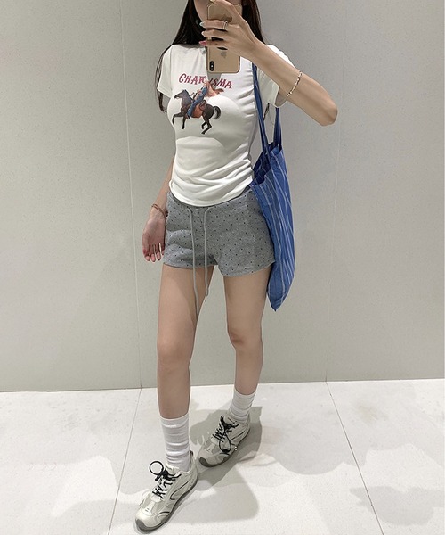 MAISON DE THERESE(メゾン ド テレーズ)の「ハイウエスト ドット柄 ドローコード ショートパンツ 夏(その他パンツ・レディース・GRAY/Black/チャコールグレー・M)」の7枚目の写真