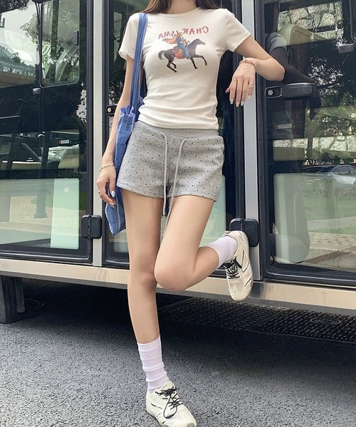 MAISON DE THERESE(メゾン ド テレーズ)の「ハイウエスト ドット柄 ドローコード ショートパンツ 夏(その他パンツ・レディース・GRAY/Black/チャコールグレー・M)」の6枚目の写真