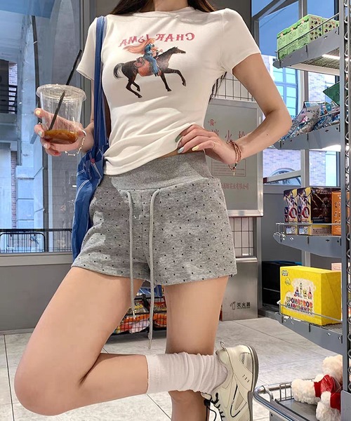 MAISON DE THERESE(メゾン ド テレーズ)の「ハイウエスト ドット柄 ドローコード ショートパンツ 夏(その他パンツ・レディース・GRAY/Black/チャコールグレー・M)」の10枚目の写真