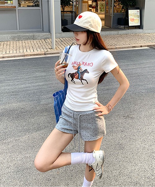 MAISON DE THERESE(メゾン ド テレーズ)の「ハイウエスト ドット柄 ドローコード ショートパンツ 夏(その他パンツ・レディース・GRAY/Black/チャコールグレー・M)」の8枚目の写真