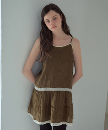 Boucle Flower Tiered Dress_Khaki(OB6OP06)