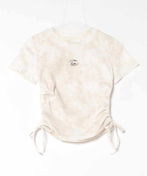 Sibra(シブラ)の「きらきら 綿95%ラメサイドギャザー半袖トップス(Tシャツ/カットソー・レディース・ホワイト/ベージュ/ブラック・M)」の12枚目の写真