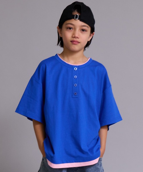 PAIRMANON STREET(ペアマノンストリート)の「【90-160cm】【綿100%】レイヤード風 半袖 Tシャツ【PAIRMANON STREET】(Tシャツ/カットソー・キッズ・ブラック/ネイビー/ブラウン/ブルー・90/160/100/150/140/130/120/110)」の4枚目の写真