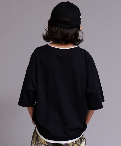 PAIRMANON STREET(ペアマノンストリート)の「【90-160cm】【綿100%】レイヤード風 半袖 Tシャツ【PAIRMANON STREET】(Tシャツ/カットソー・キッズ・ブラック/ネイビー/ブラウン/ブルー・90/160/100/150/140/130/120/110)」の21枚目の写真