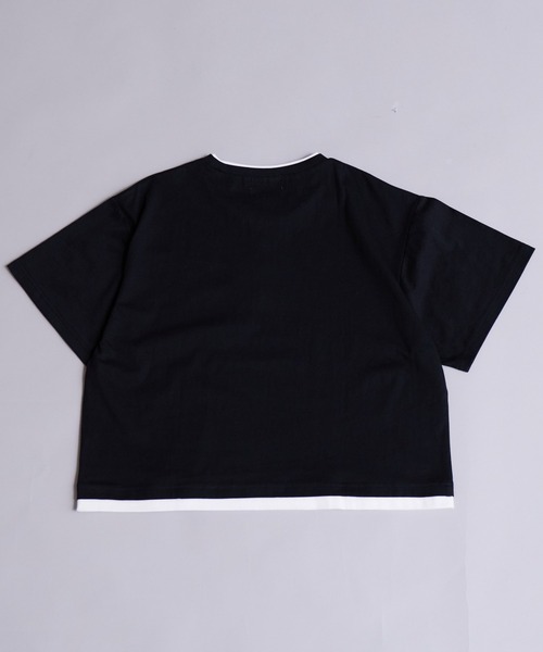 PAIRMANON STREET(ペアマノンストリート)の「【90-160cm】【綿100%】レイヤード風 半袖 Tシャツ【PAIRMANON STREET】(Tシャツ/カットソー・キッズ・ブラック/ネイビー/ブラウン/ブルー・90/160/100/150/140/130/120/110)」の9枚目の写真